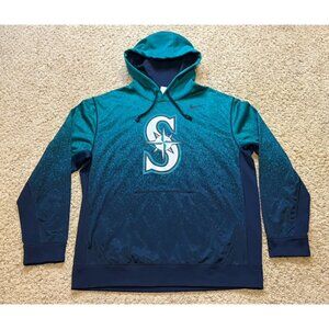 Seattle Mariners Nike Dri Fit Navy Teal Splatter Fleece Hoodie Sweatshirt Sz XL